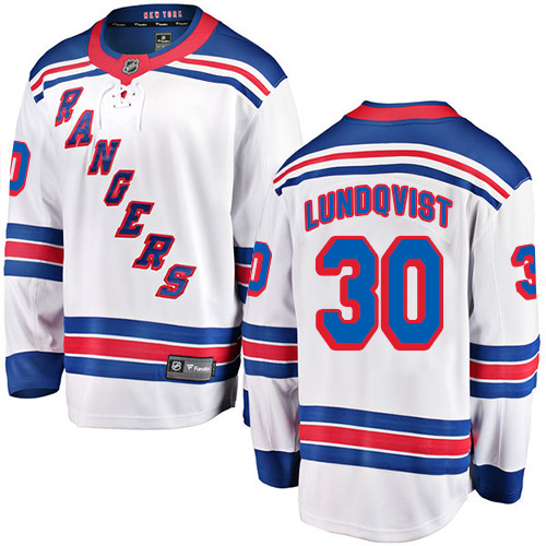 Kinder New York Rangers Eishockey Trikot Henrik Lundqvist #30 Breakaway Weiß Fanatics Branded Auswärts